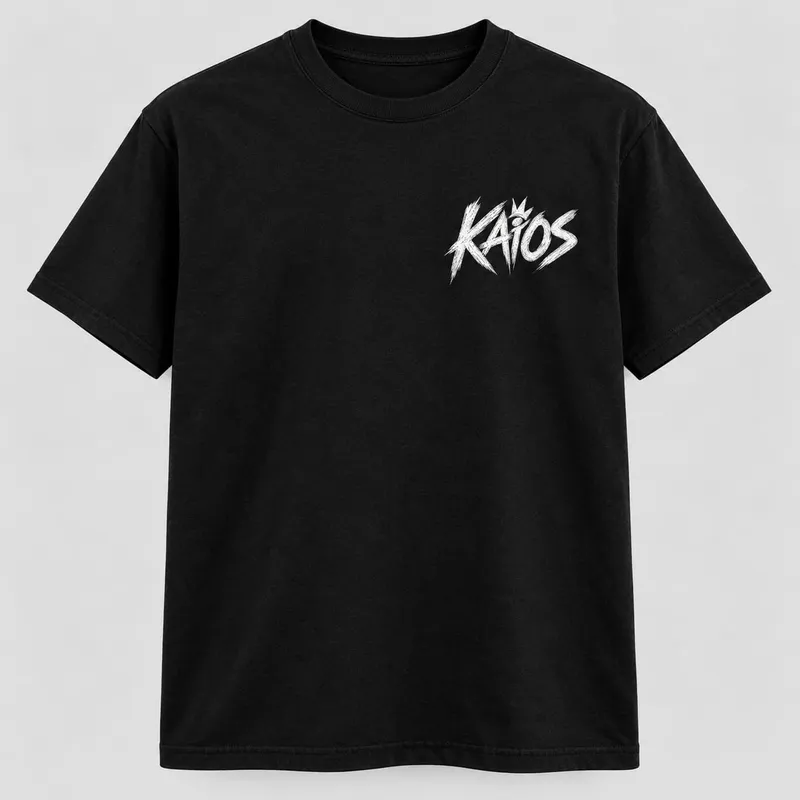 Black t-shirt with a small white KAiOS logo on the chest